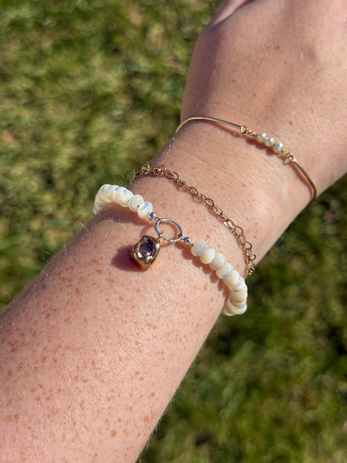 Morning Pearl Beaded Charm Bracelet | Small