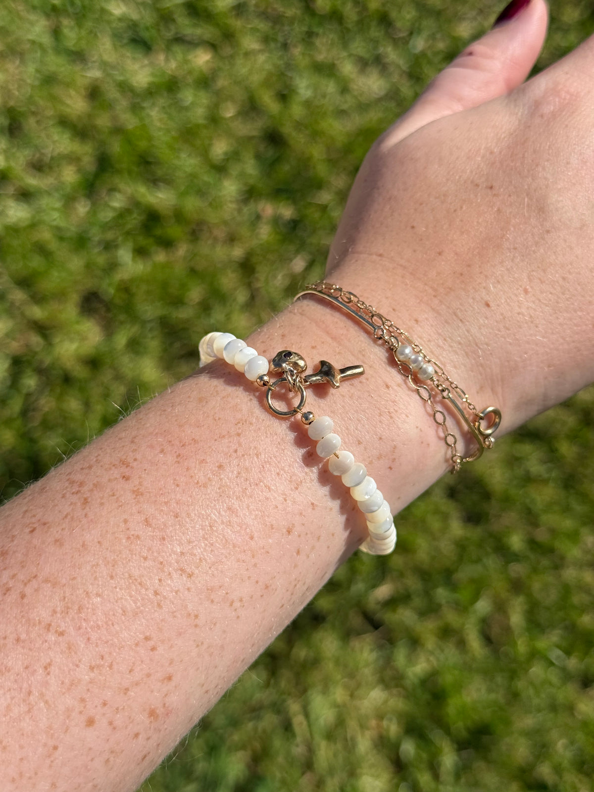 Heavenly Pearl Beaded Charm Bracelet | Large