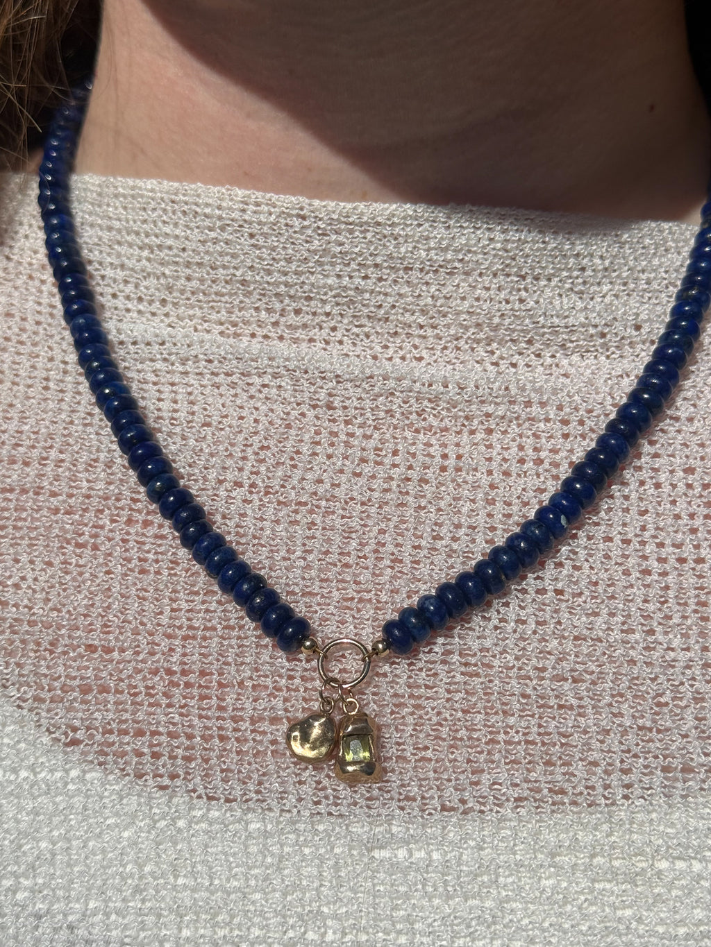 Night Sky Lapis Beaded Charm Necklace